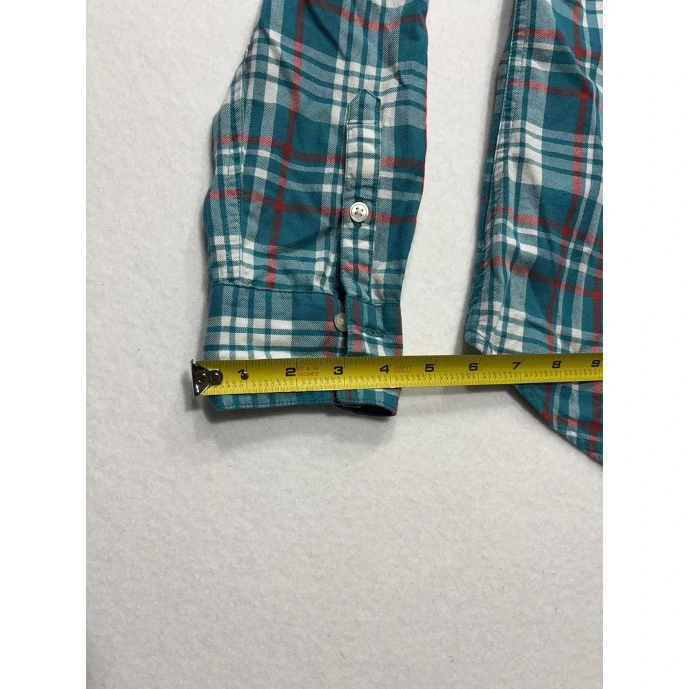 The North Face Shirt Mens Medium Green Plaid Long Sleeve Button Up Cotton Casual